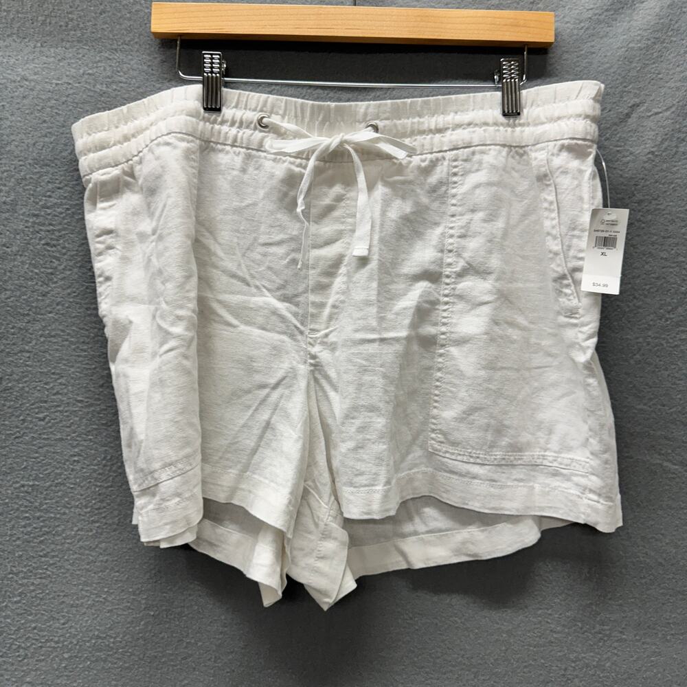 GAP Shorts Womens XL White Coastal Linen Rayon Elastic Waist COMFY 3" Inseam NEW